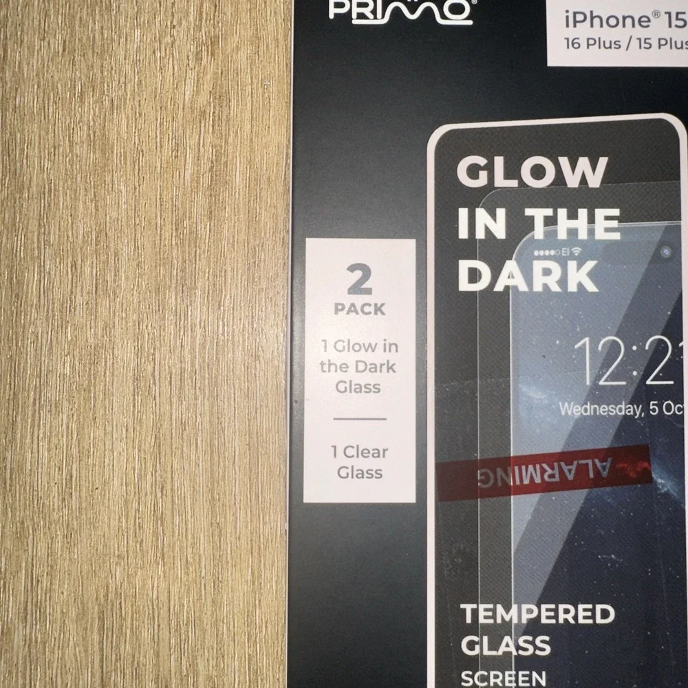 Primo Glow In The Dark Screen Protector Tempered Glass 2 Pack iPhone 15 Pro‎ Max